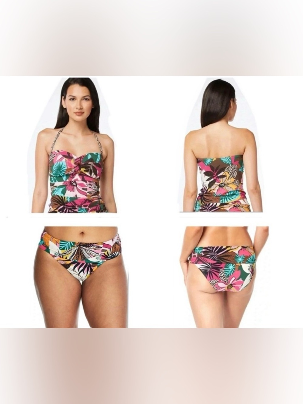 Bleu Rod Beattie Run Wild Draped Bandeau
Tankini Top and Bikini Bottom Size 14